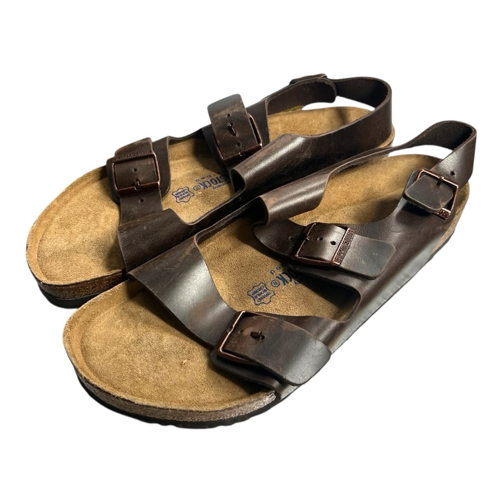 Birkenstock Milano Sandals EU 45 / US 12 - Brown Oiled Leather Soft Footbed - Picture 2 of 10